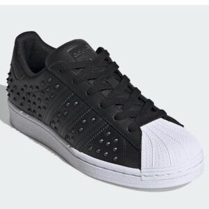 NIB Adidas Black Studded and White Superstars with Gold Details
